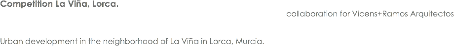 Competition La Viña, Lorca. collaboration for Vicens+Ramos Arquitectos Urban development in the neighborhood of La Viña in Lorca, Murcia.